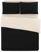 Lenjerie de pat neagră-crem din bumbac pentru pat dublu-extins și cearceaf 200x220 cm – Mila Home