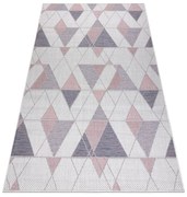 Covor SISAL SION Geometric, triunghiurile 3006 țesute plate ecru / roz