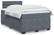 vidaXL Pat box spring cu saltea, gri închis, 120x190 cm, catifea