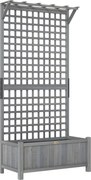 Outsunny Jardinieră înălțată cu spalier și acoperiș, cutie de plantare, pat de flori, rezistent la intemperii, lemn, 90 x 45 x 183 cm, gri închis | Aosom Romania