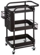 Cărucior de bucătărie metalic pe trei niveluri
