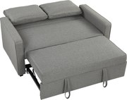 HOMCOM 3 în 1 Canapea Extensibilă 2 Locuri cu Spătar Reglabil pe 3 Poziții, 2 Perne, Material Textil Tip In Gri | Aosom Romania