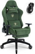 DOWINX 68A - Scaun Gaming Ergonomic, Extra-Lat și Construcție Heavy-Duty, Masaj in perna lombara, Material Textil respirabil, Suport picioare, Roti Silicon, Rezistent 150 kg, Verde