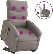 vidaXL Fotoliu rabatabil de masaj cu ridicare, gri taupe, textil