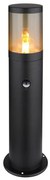 Stalp mic pentru exterior cu senzor de miscare design modern IP44 Xeloo negru, fumuriu