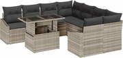 vidaXL Set de canapele pentru grădină 9 pcs Gri deschis poliratan