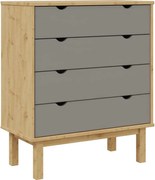 vidaXL Dulap cu sertar OTTA, maro/gri, 76,5x39,5x90 cm, lemn masiv pin