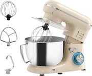 HOMCOM Robot de bucătărie 4,5 L 1300 W 6 viteze bol din oțel inoxidabil tel cârlig paletă bej | Aosom Romania