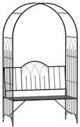 Outsunny Bancuta de Gradina cu Arc, 2 Locuri, cu Bolta pentru Flori Suspendate, Design Elegant, Rezistent la Intemperii, Negru | Aosom Romania