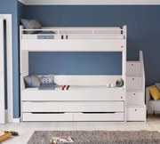 Pat etajat pentru copii Studio White, cu spatiu de depozitare ,   saltea 90x200 cm