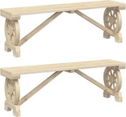 vidaXL Bănci de grădină, 2 buc., lemn masiv de brad