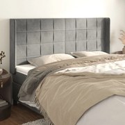 vidaXL Tăblie de pat cu aripioare gri deschis 163x16x118/128cm catifea