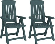 vidaXL Scaune de grădină rabatabile, 2 buc., verde, PP
