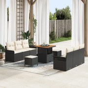 vidaXL Set de canapele pentru grădină 9 pcs Negru poliratan