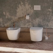 Perie WC Omnires Modern Project cupru periat si sticla mata