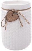 Vază ceramică Wood heart albă, 14 x 20 cm