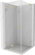 Mexen Lunar-F L cabină de duș pliabilă stânga 80 x 80 cm, transparent, auriu periat - 836L-080-080-55-00-L