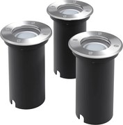 vidaXL Corpuri de iluminat LED pentru sol, exterior, rotunde, 3 buc.