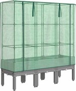 vidaXL Strat înălțat cu husă de seră, aspect ratan, 120x40x140 cm