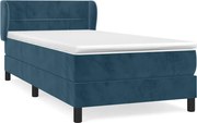 vidaXL Pat box spring cu saltea, albastru închis, 80x200 cm, catifea