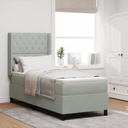 vidaXL Pat box spring cu saltea, gri deschis, 80x200 cm, catifea