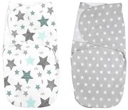 Set 2 sisteme de infasat duble cu interior din flanel 0-3 luni Kidizi All Mint Stars