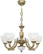 Candelabru cu 5 brate clasic design italian din alama, sticla 7052 RA-L. 7052/5