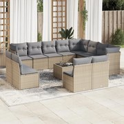 vidaXL Set canapele de grădină, 13 piese, cu perne, bej, poliratan