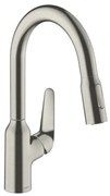 Baterie bucatarie cu dus extractibil crom periat Hansgrohe Focus M42 180 sBox cu 2 jeturi