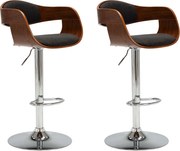 vidaXL Scaune de bar, 2 buc., gri, lemn curbat și material textil