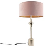 Lampă de masă Art Deco cu abajur din catifea aurie roz 50 cm - Diverso