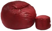 Set Fotoliu King Size cu Otoman (suport picioare), Material Textil - Cranberry