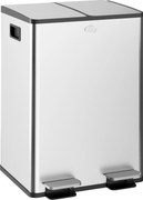 HOMCOM Coș de Gunoi cu Pedală, 2 x 20L, din Oțel, cu Capace Silențioase și Găleți Interioare Detașabile, Argintiu | Aosom Romania