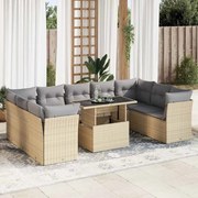 vidaXL Set canapele de grădină cu perne, 10 piese, bej, poliratan