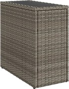 vidaXL Masă laterală grădină, blat sticlă, gri 58x27,5x55 cm poliratan