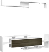 HOMCOM Mobilier TV cu Raft de Perete, Rafturi Deschise și Dulăpior din Lemn, Mobilier TV Modern, 153,6x25x42 cm, Alb | Aosom Romania