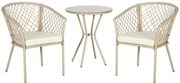 Outsunny Set Mobilier de Grădină din Ratan PE, Set Bistro 3 Piese cu Masă de Sticlă și Perne Moi, Mobilier de Conversație | Aosom Romania