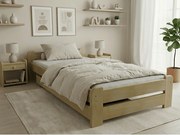 Pat de o persoana Emily 90x200 cm, pin Saltele: Cu saltele Coco Maxi 20 cm, Somiera pat: Cu lamele curbate