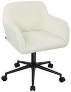HOMCOM Scaun de birou rotativ cu role, Scaun de birou, Fleece, Spumă, reglabil în înălțime, Homeoffice, Crem alb | Aosom Romania