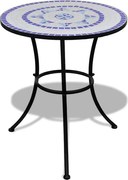 vidaXL Masă de bistro, albastru și alb, 60 cm, mozaic
