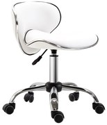 HOMCOM Taburet cu roți, taburet de lucru cu înălțime reglabilă 44-56 cm și spătar, pivotant 360°, alb | Aosom Romania