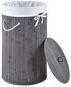 Juskys Coș de rufe din bambus Curly Round 55 L - gri
