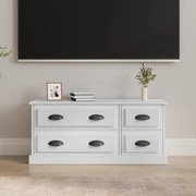 vidaXL Comodă TV, alb extralucios, 100x35,5x45 cm, lemn prelucrat