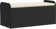 vidaXL Bancă de depozitare cu pernă, negru, 115x51x52 cm, poliratan