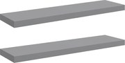 vidaXL Rafturi de perete suspendate, 2 buc., gri, 90x23,5x3,8 cm, MDF