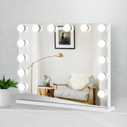 Oglindă cosmetică, sistem iluminare LED cu 3 culori, Senzor Tactil, Luminozitate Reglabilă, Port de încărcare USB, Alb, 80x65 cm