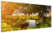 Tablou de vară cu barcă pe lac (120x50 cm), în 40 de alte dimensiuni noi