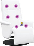 vidaXL Fotoliu de masaj rabatabil, cu taburet, alb, piele ecologică