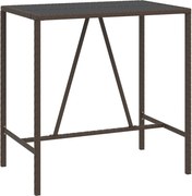 vidaXL Masă de bar cu blat din sticlă, maro, 110x70x110 cm, poliratan