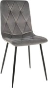 Scaun TOM, gri/negru, stofa catifelata/metal, 45x39x91 cm